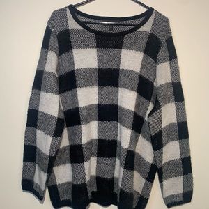 Lane Bryant Plus size black and white plaid sweater.